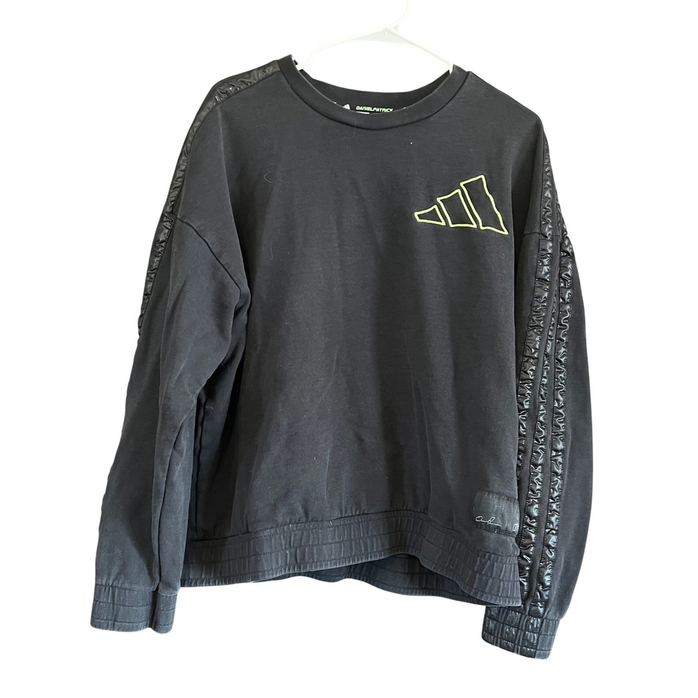 Adidas x Daniel Patrick Black Sweatshirt Neon Green Logo Mens XL GU2289
